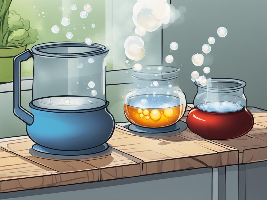 Boiling water in different vessels